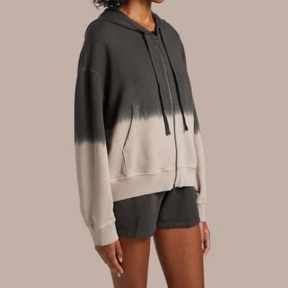 ATM Anthony Thomas Melillo Full Zip Hoodie XS Gray Dip Dye French Terry Pockets - Picture 1 of 16